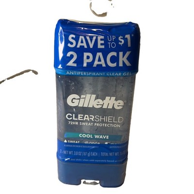 Gillette ClearShield Cool Wave Antiperspirant Deodorant 2 Pack 3.8 oz Each New