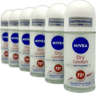 6x Nivea Dry comfort  - 72h Schutz Deo Roll-On  6x 50ml Deoroller