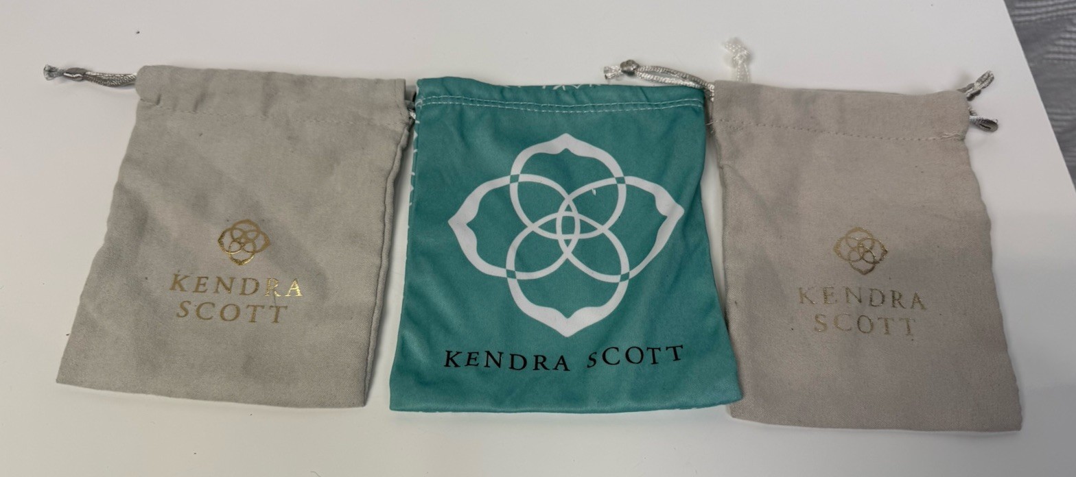 Kendra Scott Jewelry Pouch Dustbag Turquoise Blue/Cloth Signature Pattern Logo 3