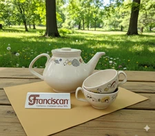 Franciscan Woodlore Mushroom Teapot & 2 Tea Cups - MCM - G McBean - Imperfect