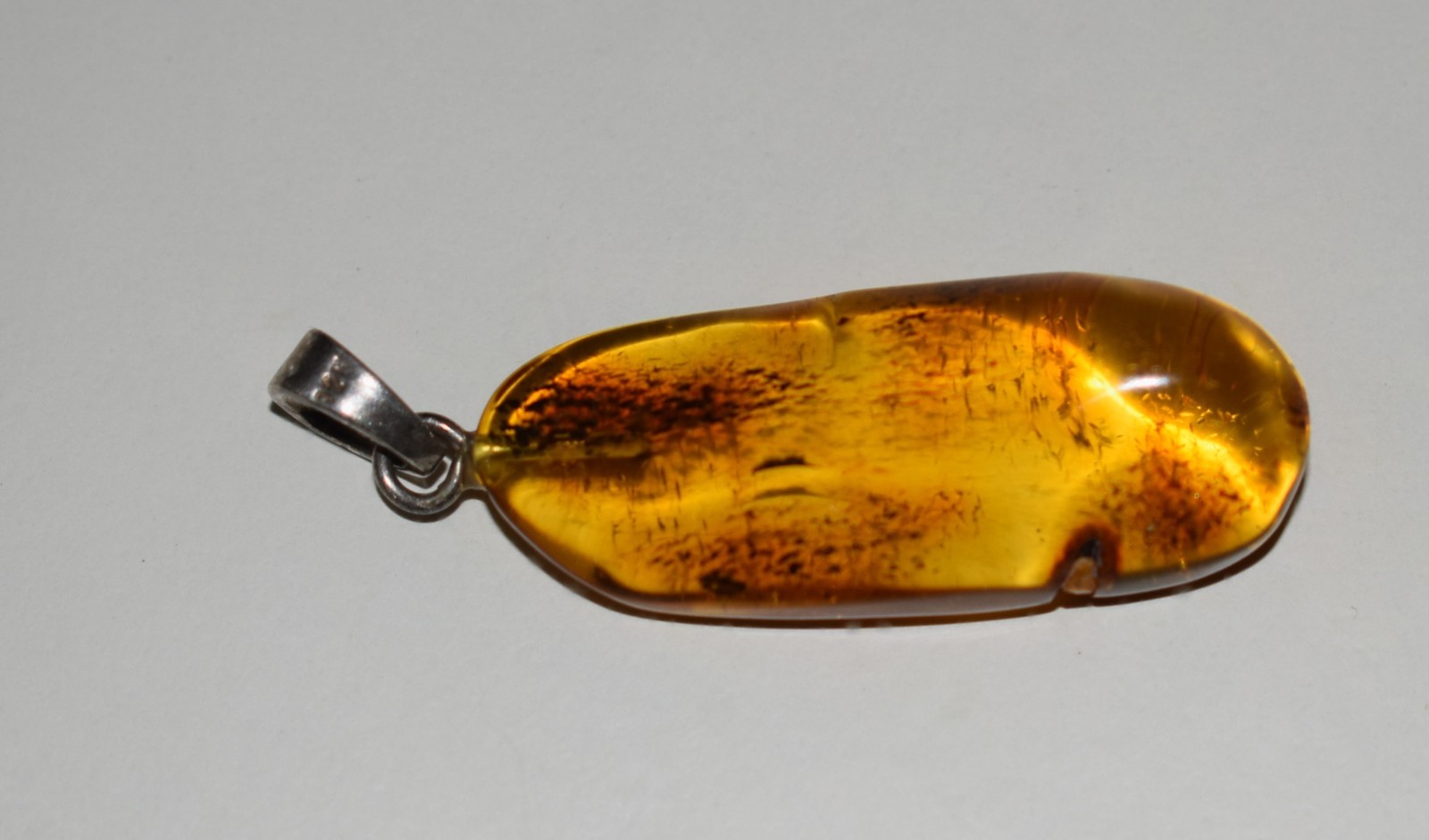 925 Silver Unique Golden Amber Pendant with Sterling Silver Bail image 2