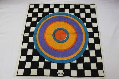Peter Max Vintage Retro Mod Pop Art Linen Check Print Cloth Napkins Set 4