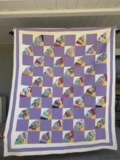 Vintage Purple Handmade Fan Quilt