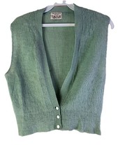 Vintage 50s Mod Rockabilly Wool Cardigan Sweater Vest Womens Small