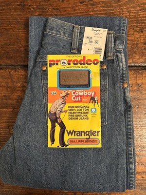 Wrangler Pro Rodeo COWBOY CUT Indigo Jeans Sz 28 X 36 NWT Dead Stock