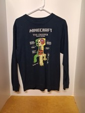 Minecraft Long Sleeve Tee Shirt, Black Size Medium.