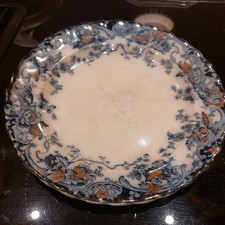 Gilded Blue & White Chatsworth K &Co Late Mayers Losol Ware plate 