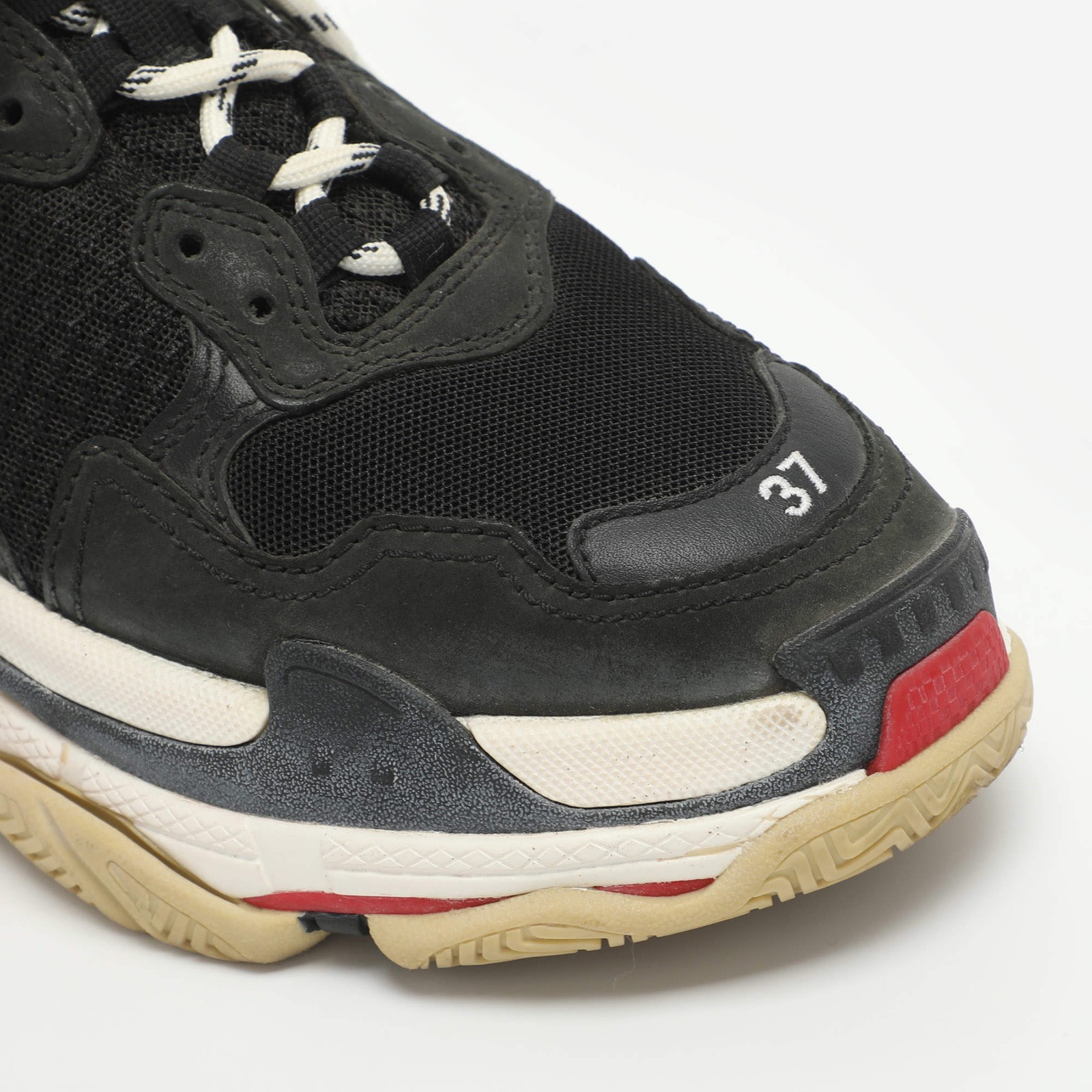 Balenciaga Triple S Size 37 Black Leather and Mesh Low Top Sneakers thumbnail 7