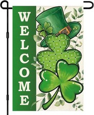 St. Patrick's Day Garden Flag 12x18 Inch Double-Sided, Shamrocks Home Decor -