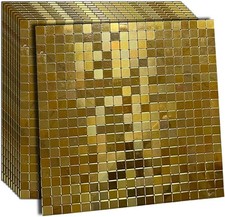 10 10 Golden Mirror , Peel and Stick Tile for Kitchen Brushed Aluminium S