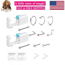 2-Pack Disposable Nose Piercing Kit, Nose Piercing Gun, Self Piercing Kit for...