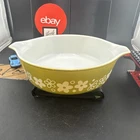 Pyrex Spring Blossom 471 Mid Century Green Pint Casserole Dish Ovenware Vintage