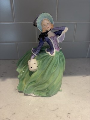 Vintage Royal Doulton Autumn Breezes HN 1913 Green & Blue England Girl