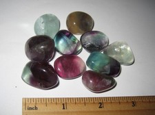 10 TUMBLED POLISHED 0.8"- 1" GREEN  PURPLE FLUORITE CRYSTAL STONES  104.7g 1
