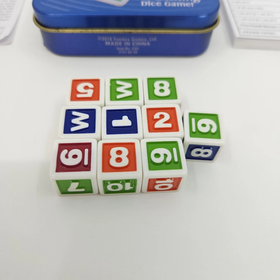 Phase 10 Dice Game - Blue Tin - Fundex 2010 Edition -Complete- Many Score Sheets - Image 3 of 4