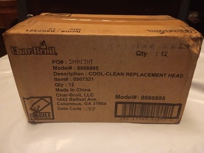 (12) Char-Broil 6895 Replacement Red Nylon Bristle Grill Brush Head For 6894
