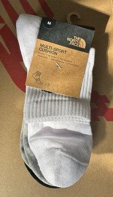 The North Face Multi-Sport Cushion Quarter Socks 3 Pack Black Grey White Size M