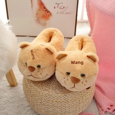 Plüsch Baumwolle Hausschuhe Damen Winter Komfort weiche Schlappen