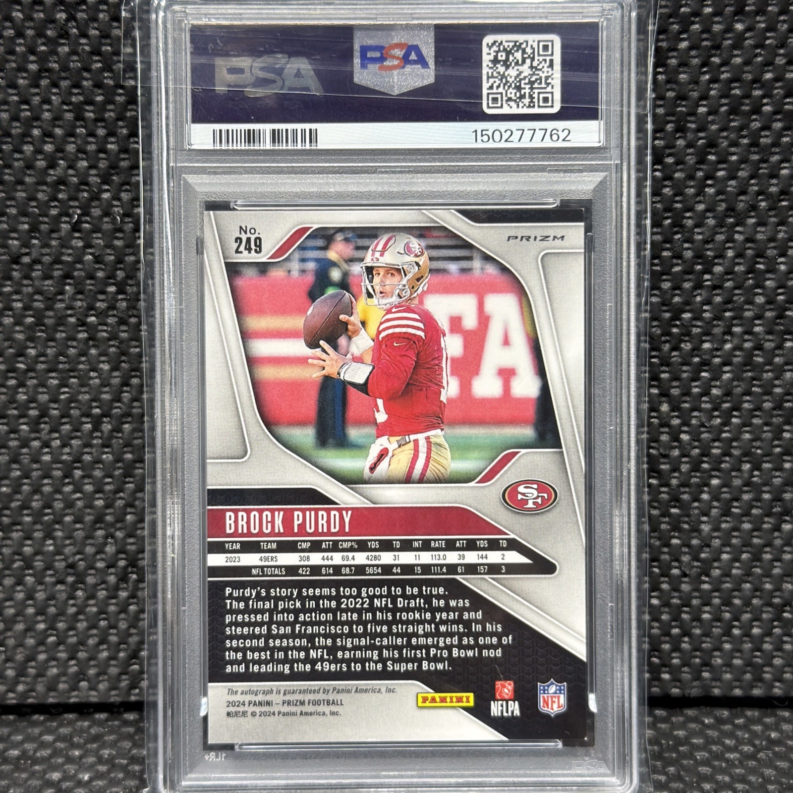 2024 Panini Prizm - Brock Purdy #249 Silver Prizm Autographs (AU) PSA NM-MT 8  view 2