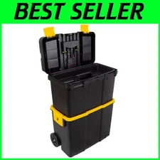 Portable Tool Box with Wheels - Stackable 2-in-1 Organizer