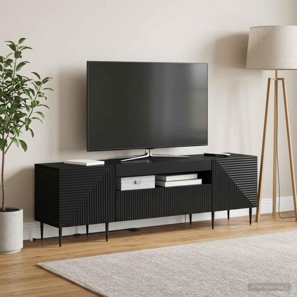 Led-Tv-Schrank Haarlem 153 X 35 X 43 Cm Schwarz Holzwerkstoff-image