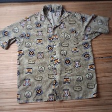 Vintage Avirex Short Sleeve Button Up Military Tactical Systems AOP Shirt Large