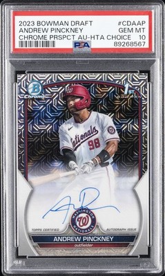 2023 BOWMAN DRAFT CHROME PROSPECT AUTO HTA CHOICE ANDREW PINCKNEY 23/150 PSA 10