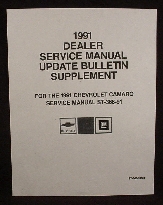 1991  CAMARO SERVICE Manual UPDATE BULLETIN Supplement - ST-368-91SB