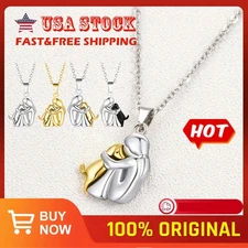 Pet Lover Necklace Pendant Woman Hugging Dog Gift Zinc Alloy Chain Jewelry