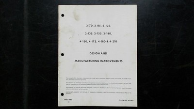 Design Manufacturing Improvements Manual Form 432821 April 1980 Models 2-70 to