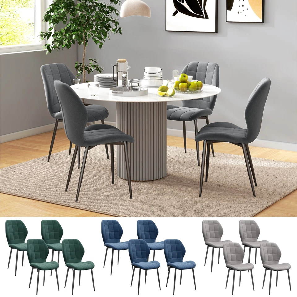 Dining Chairs Set of 4, Modern Style with Backs and Steel Legs - Image 1 of 1
