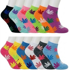 Leaf Print Women Cotton Ankle Low Cut Socks Multicolor Athletic Casual Sports