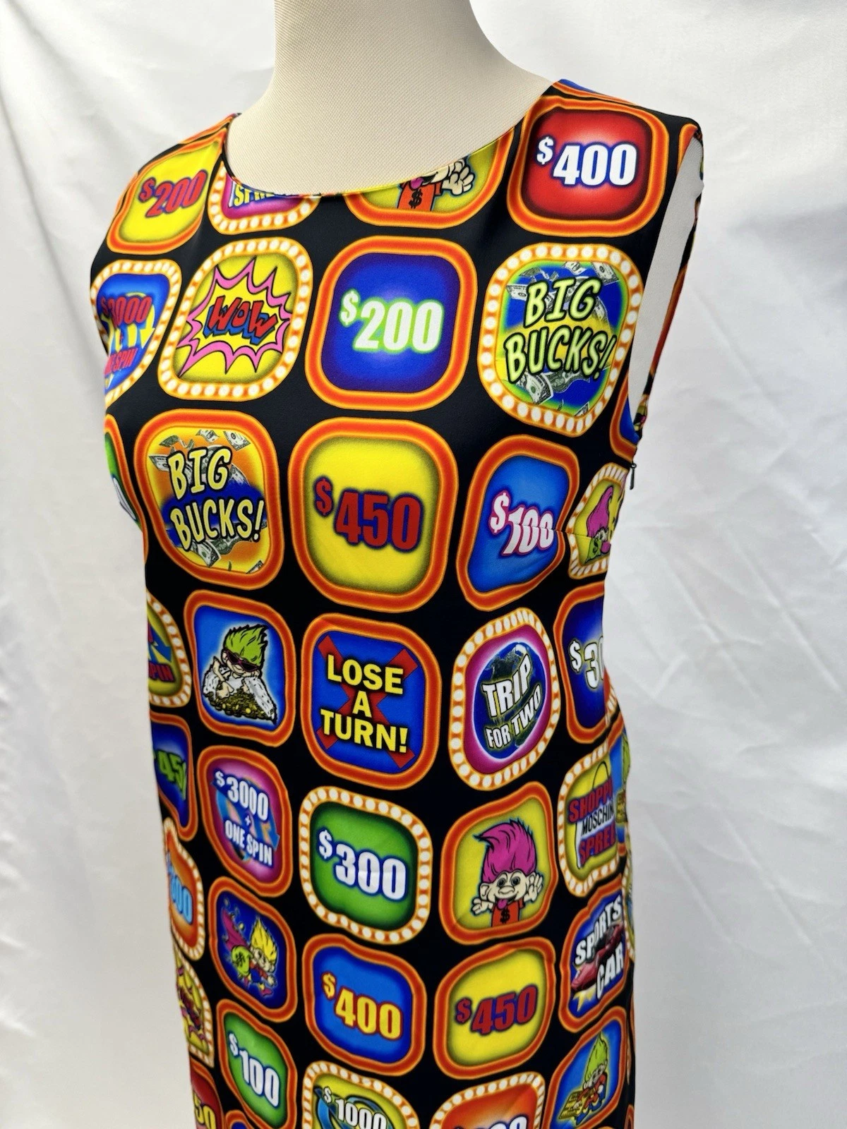 Abito donna Moschino Couture stampa slot machine tubino taglia 40 UK8 NUOVO