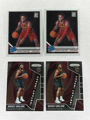 Darius Garland 2019-20 Prizm (2) #14 Instant Imp. + (2) 2019 Optic #195 RC Lot