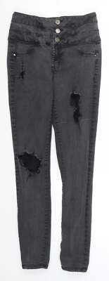 Refuge Damen Skinny Jeans grau Baumwollmischung Größe W24 L26