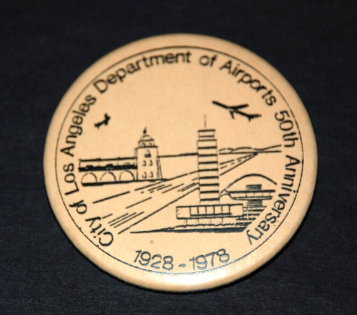 Los Angeles Department of Airports LAX Pinback Button 50th Anniversary 1978 USA - Picture 5 of 12