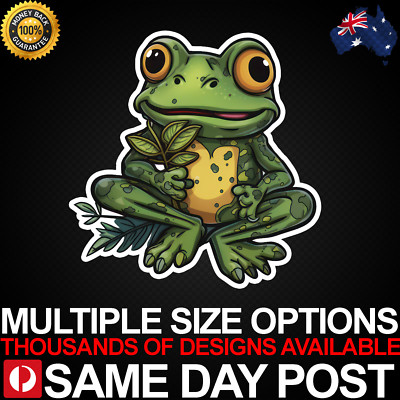 HAPPY GREEN FROG Vinyl Car Sticker Decal Cheap Laptop Animals Tod Wildlife Fun