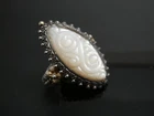 Barbara Bixby Vintage MOP Sterling Silver 925 & 18k YG Carved Swirl RING Size 8