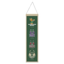 Milwaukee Bucks NBA Heritage Banner Embroidered Wool 8" X 32"