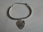 Empowering Jewelry Bracelet Silver Tone Alloy Heart Charm Boho Indie Te Amo Love