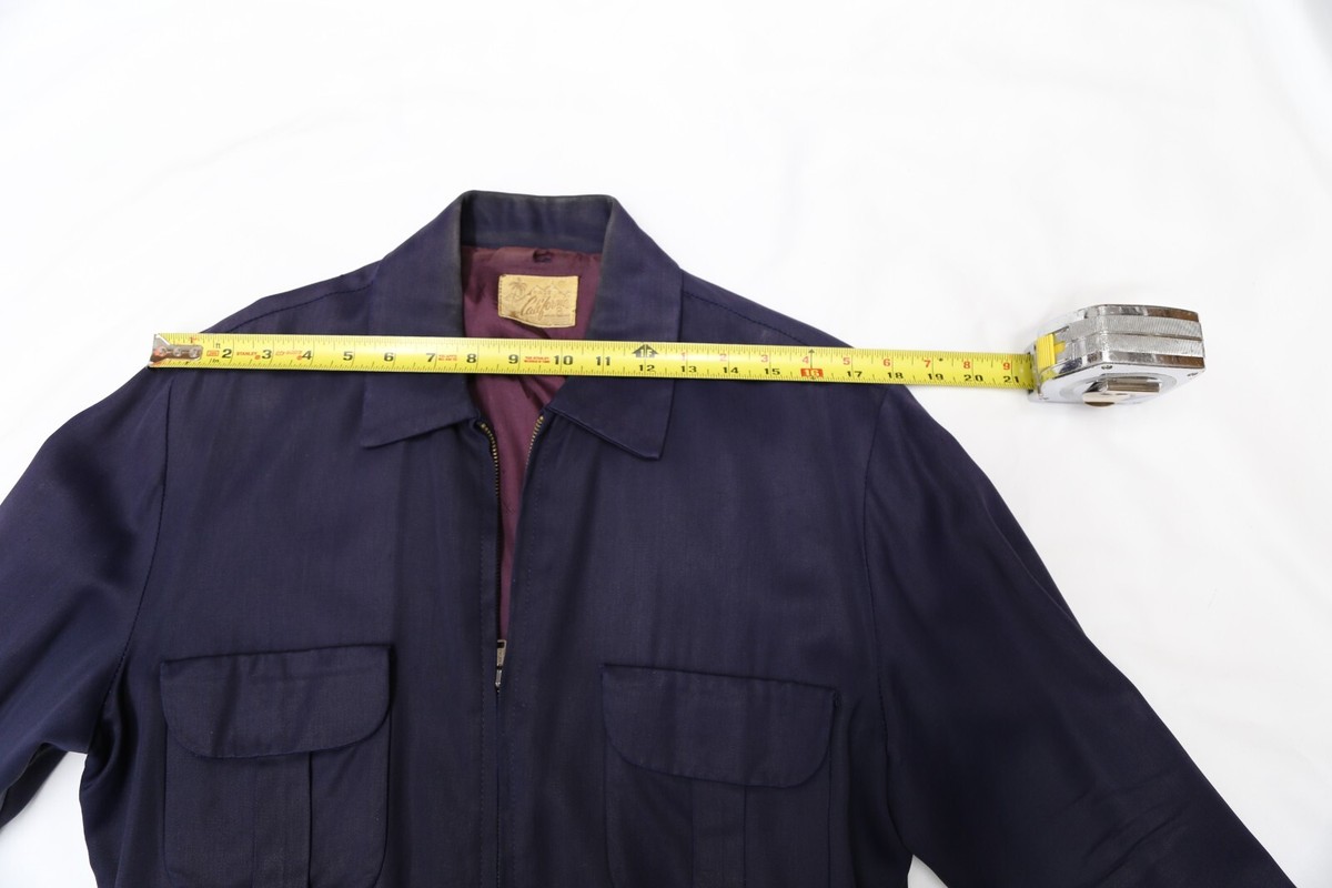 VINTAGE 1950s GABARDINE RICKY JACKET ROCKABILLY DARK BLUE SIZE