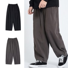 Men Casual Harem Trousers Straight Wide Leg Loose Long Fashion New