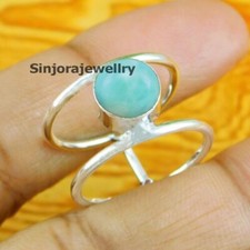 Larimar gemstone 925 sterling silver handmade Gift Ring US size 5 to 10