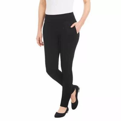 Dalia Women's Built-In Tummy Control Panel Mid Rise Narrow Leg Pants Black Small