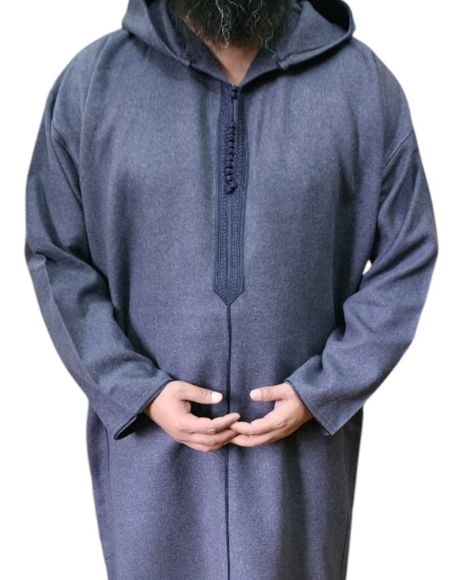 Morrocan Men Winter Wool Blend Hooded Thick Jalaba Djellaba Long