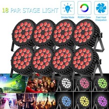 8pcs 200W RGBW 18 LED Par Can DMX Stage Lights DJ Party Disco Show KTV Lighting