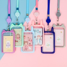 Cartoon ID Card Holder Card Case Retractable Reel Lanyard Credit Cover Case