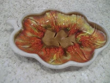  Santa  Anita Ware California Off White Orange Yellow Leaf  8 1/2" x 5"