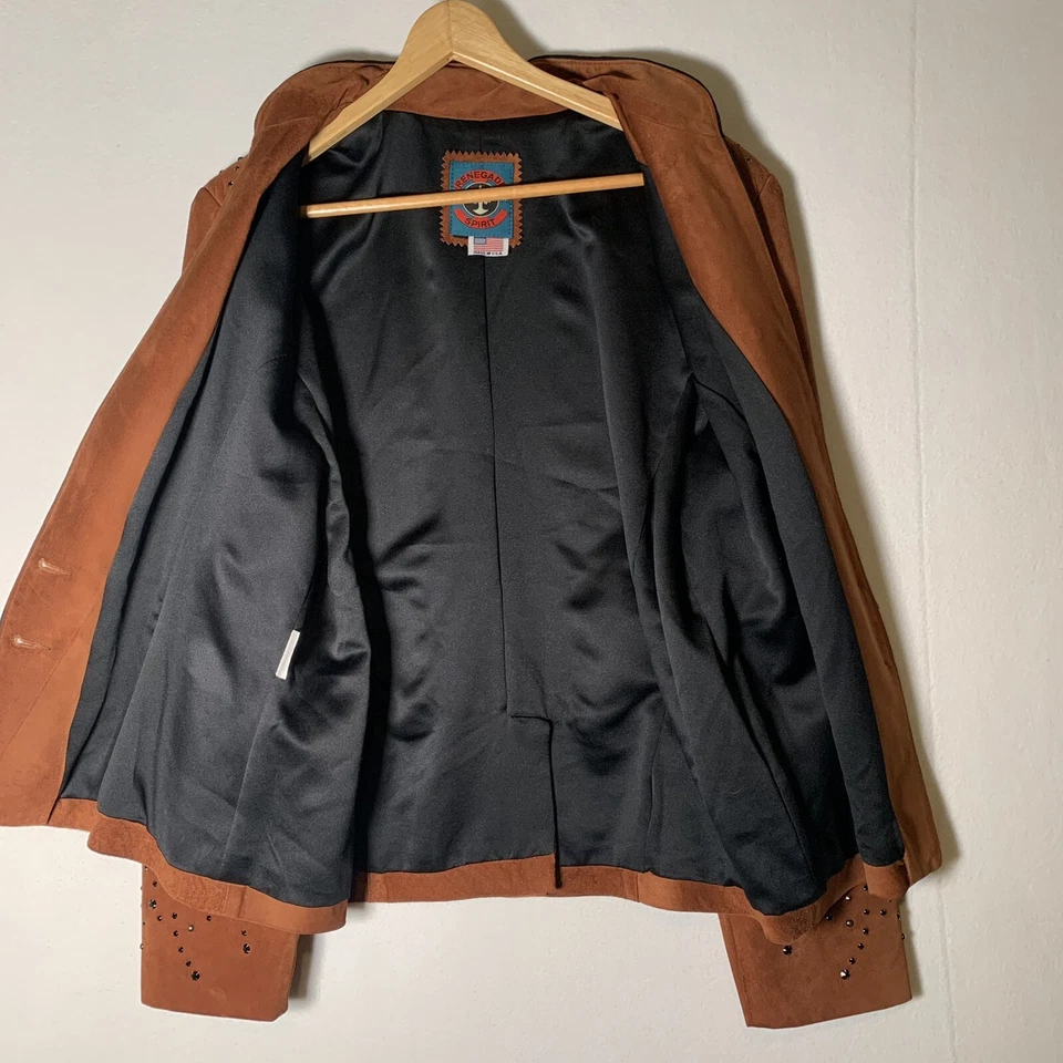 Renegade Spirit Suede Leather Jacket Women's XL  Rockabilly Western Cowgirl USA - Image 4 of 4