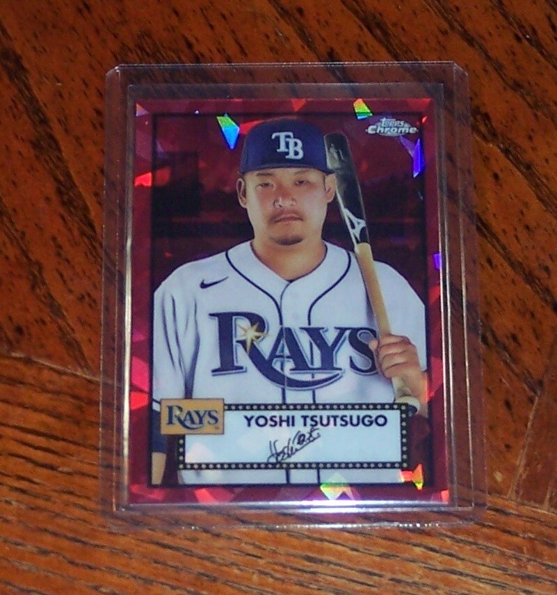 2021 Topps Chrome Platinum YOSHI TSUTSUGO RED ATOMIC REFRACTOR 76
